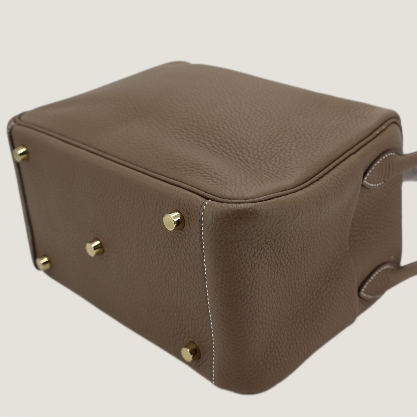26cm Taupe Soft Grain Calfskin Handbag - Arvelle Paris