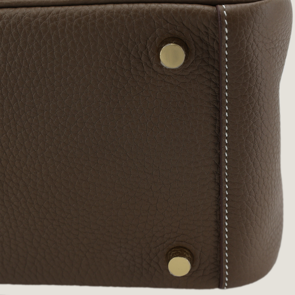 26cm Taupe Soft Grain Calfskin Handbag - Arvelle Paris