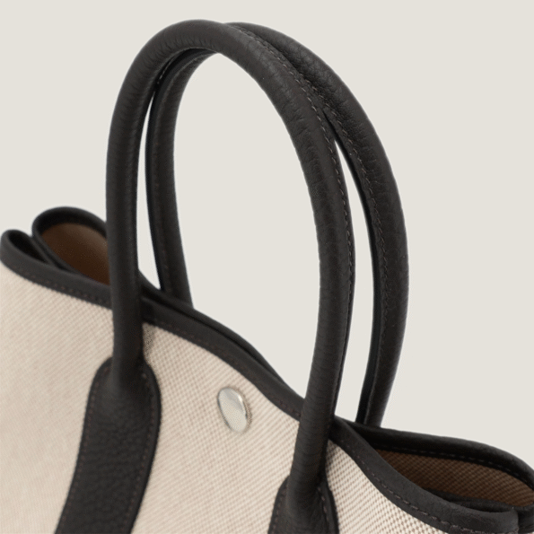 Neo 23 Ebene Ecru Beige Canvas and Negonda Leather Tote - Arvelle Paris