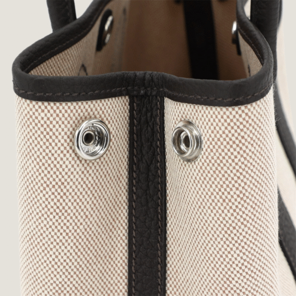 Neo 23 Ebene Ecru Beige Canvas and Negonda Leather Tote - Arvelle Paris