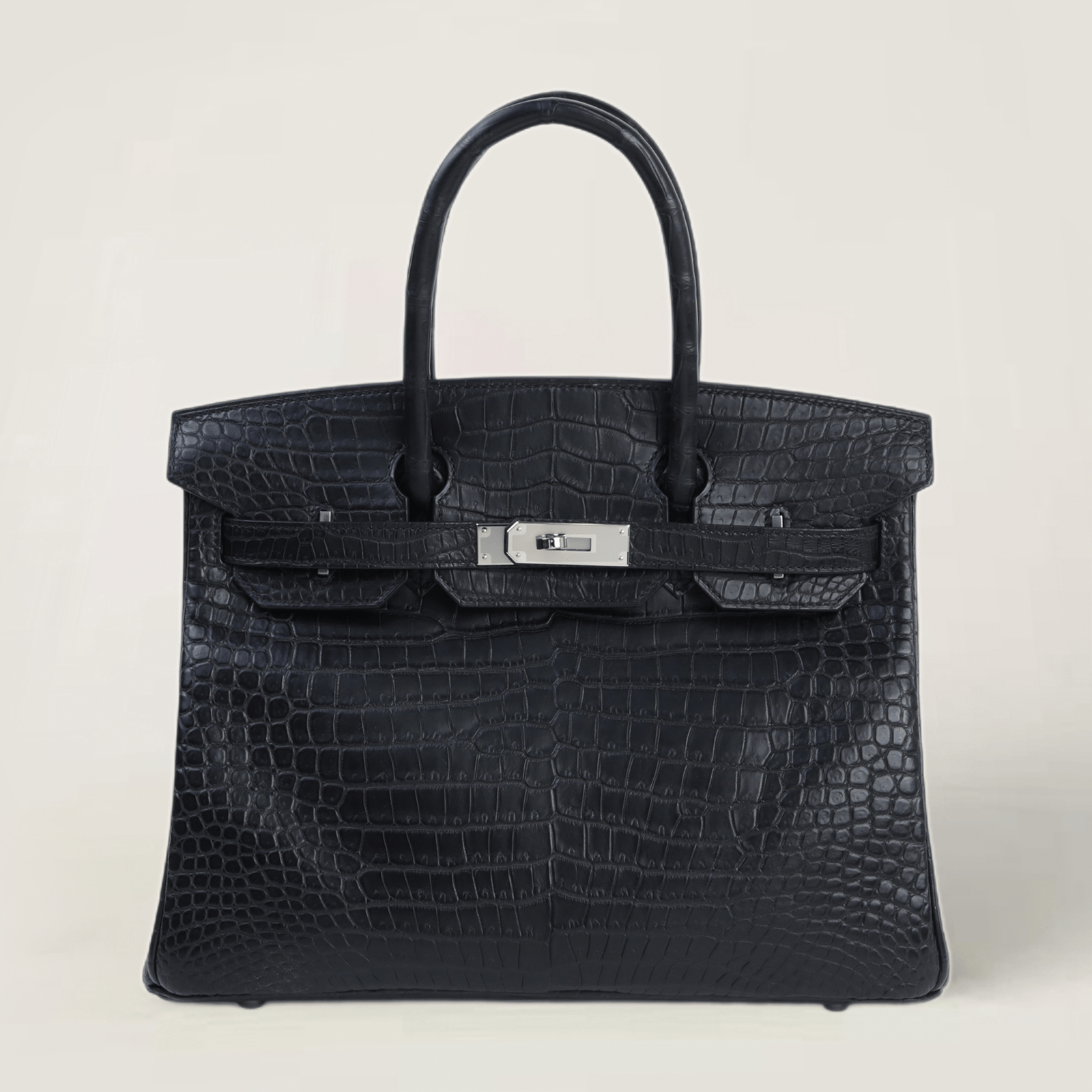 30cm Black Crocodile Handbag - Arvelle Paris