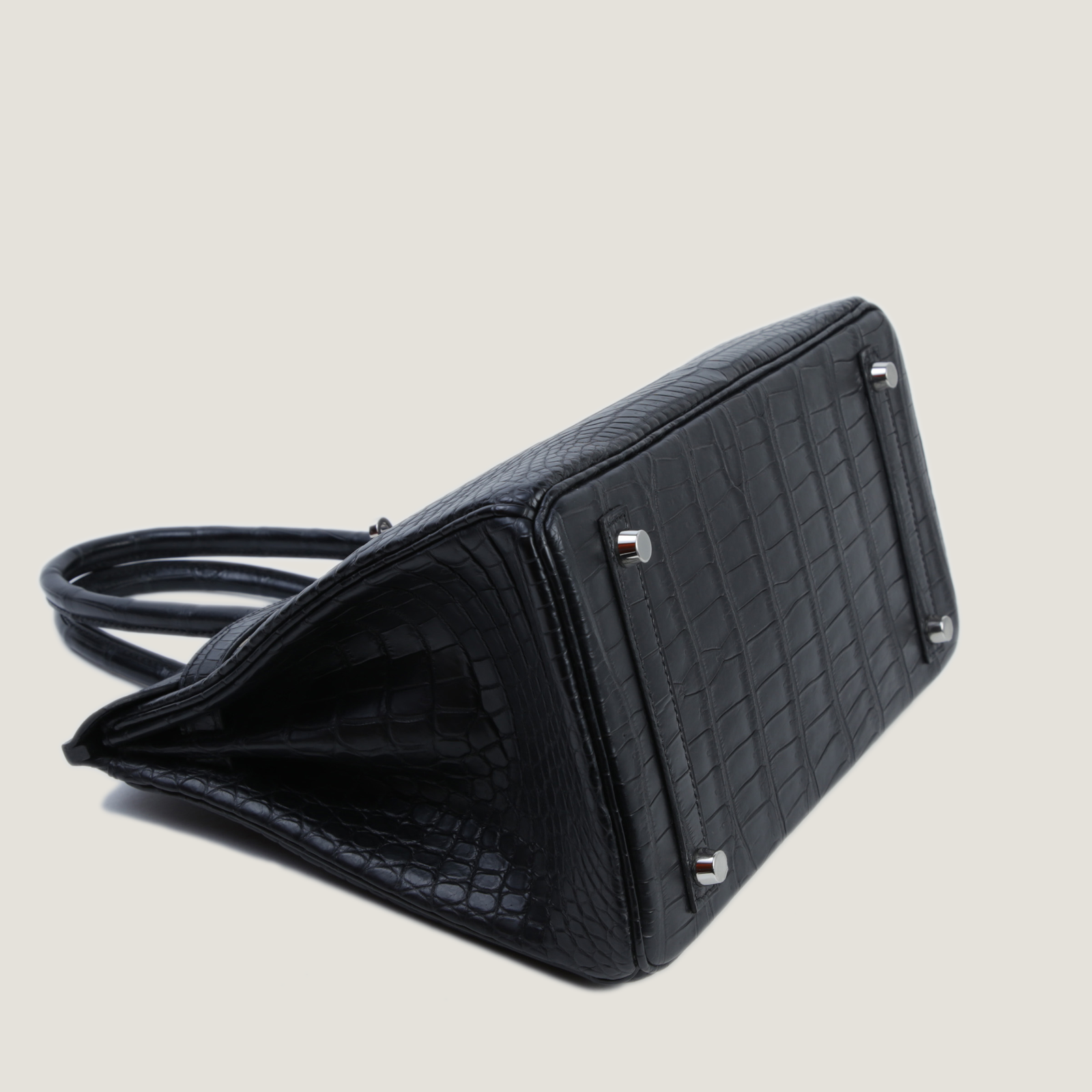 30cm Black Crocodile Handbag - Arvelle Paris