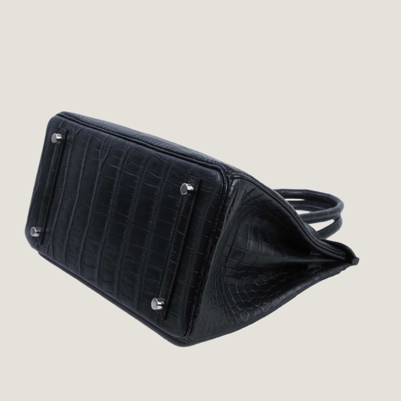 30cm Black Crocodile Handbag - Arvelle Paris