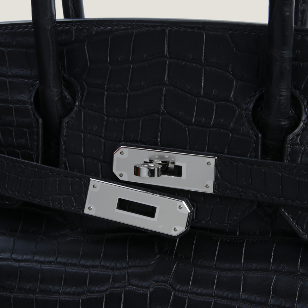 30cm Black Crocodile Handbag - Arvelle Paris