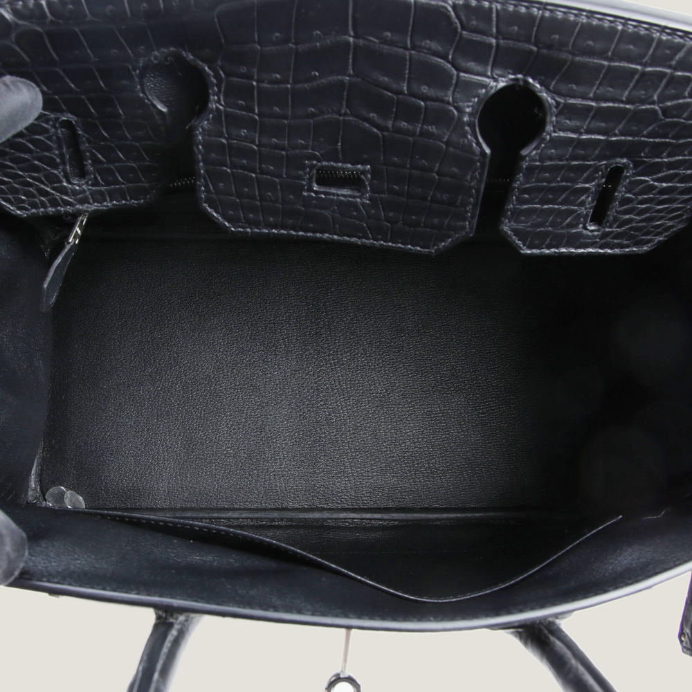 30cm Black Crocodile Handbag - Arvelle Paris