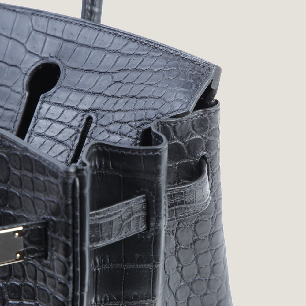 30cm Black Crocodile Handbag - Arvelle Paris