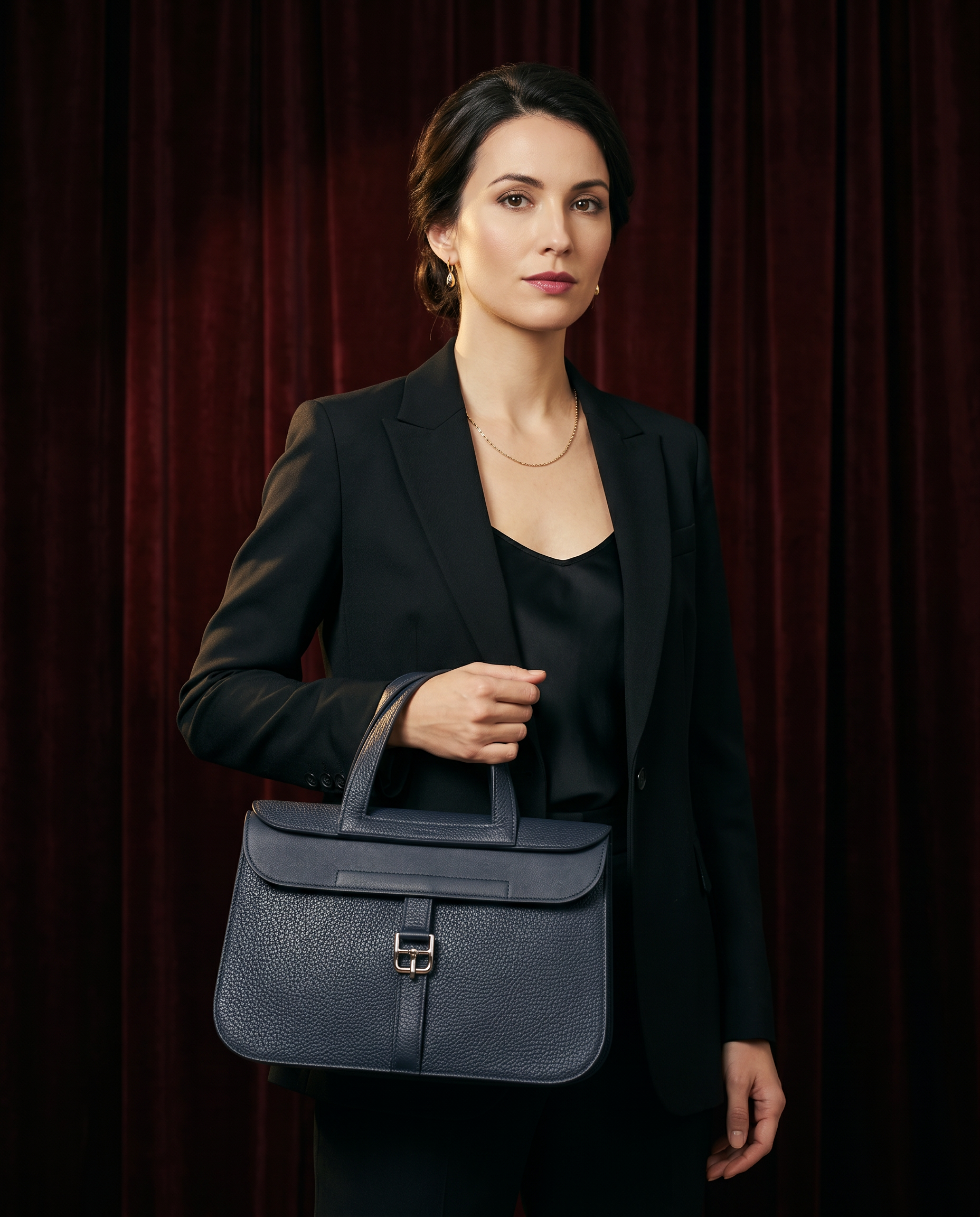 Arvelle Paris luxury handbag — editorial styling, held by model in Parisian setting