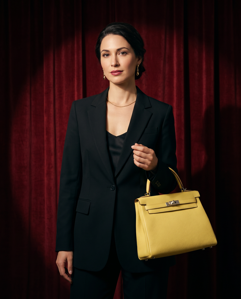 Arvelle Paris luxury handbag — editorial styling, held by model in Parisian setting