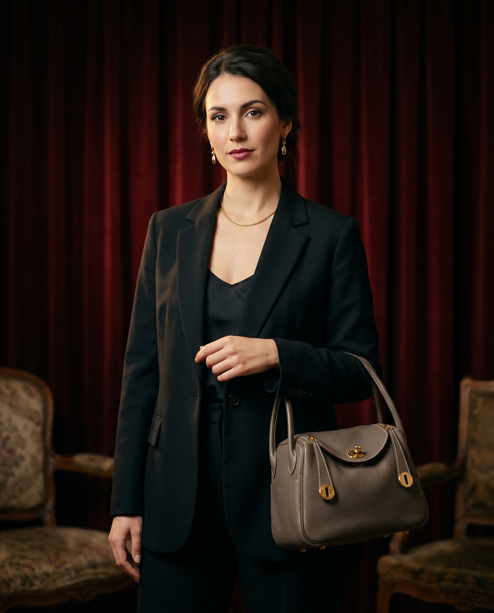 Arvelle Paris luxury handbag — editorial styling, held by model in Parisian setting