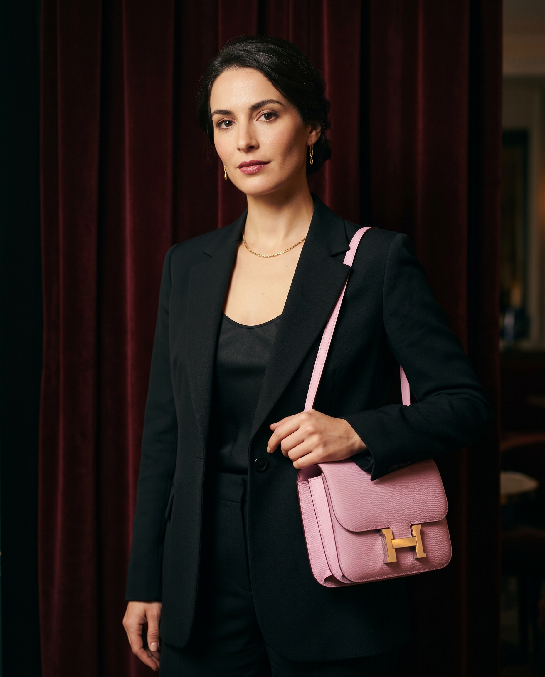 Arvelle Paris luxury handbag — editorial styling, held by model in Parisian setting