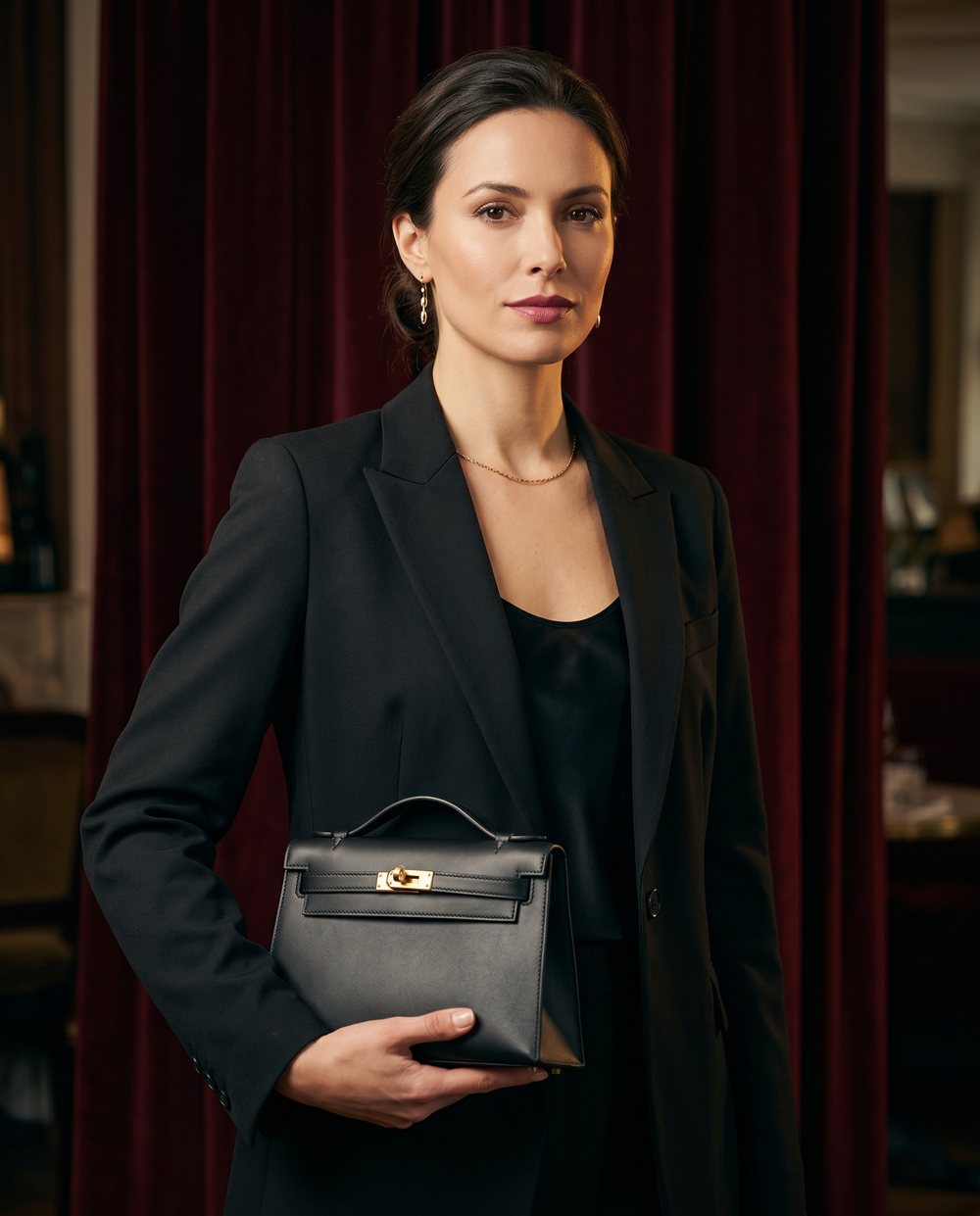 Arvelle Paris luxury handbag — editorial styling, held by model in Parisian setting